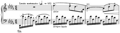 Estratto di spartito per pianoforte del "Notturno N 8 in Reb maggiore" di Frdric Chopin 