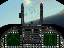 Una visuale dal cockpit poco prima del tramonto.Stiamo per lanciare un AIM-9 Sidewinder !!!