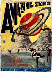n.1, aprile 1926, copertina di Frank R. Paul illustrante una scena dell' Hector Servadac di Verne