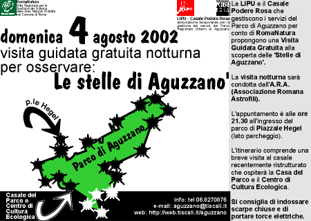 domenica 4 agosto 2002 - visita guidata: Le stelle di Aguzzano