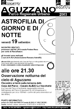 19 settembre 2003, Astrofilia di giorno e di notte