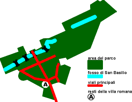 Ubicazione della Villa Romana all'interno del territorio del Parco di Aguzzano