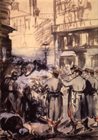 Eduard Manet: barricate a Parigi  durante la Rivoluzine del luglio 1830