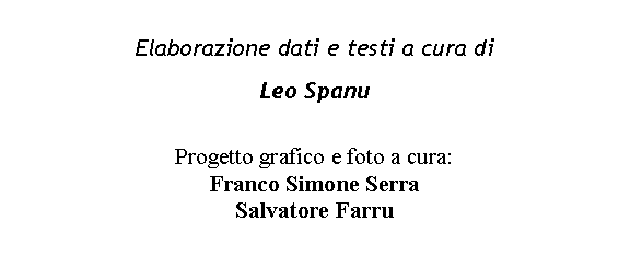 Casella di testo: Elaborazione dati e testi a cura di   Leo SpanuProgetto grafico e foto a cura: Franco Simone Serra Salvatore Farru  