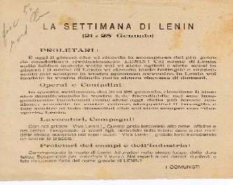 Nel 1° anniversario della morte di Lenin, gennaio 1925