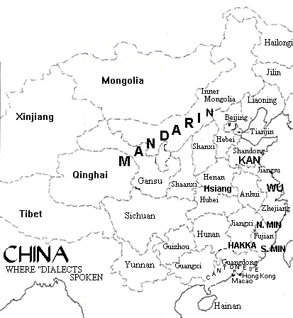 mappa dei dialetti cinesi