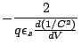 $\displaystyle -\frac{2}{q\epsilon_s \frac{d ({1/C^2})}{dV}}$
