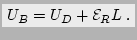 $\displaystyle \colorbox{grau}{$\displaystyle{U_B=U_D+\mathcal{E}_R L \thickspace .}$}$