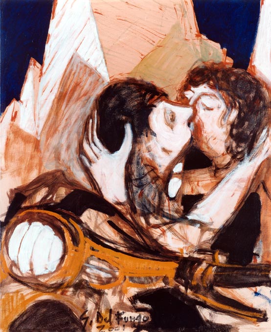 The kiss on the motorbike  cm. 50x40  oil on cavas 2001