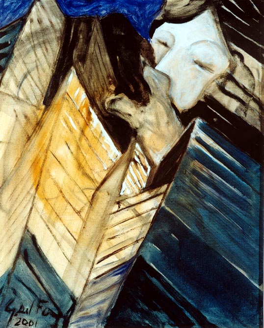 Il bacio nelle nuvole cm.40x30 Olio su tela 2001