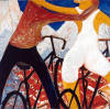 To receive a hug  in bicycle   oil on canvas  cm. 80x80  2003