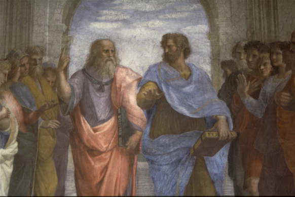 Raffaello Sanzio, "Platone e Aristotele", 1511 ca., particolare dell