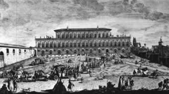 Palazzo Pitti in bianco e nero dalla piazza