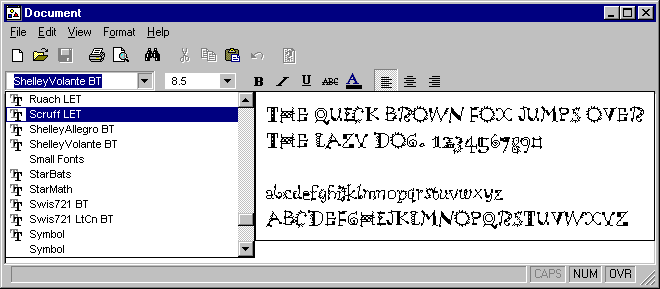 A font combobox with a Font Preview Window.