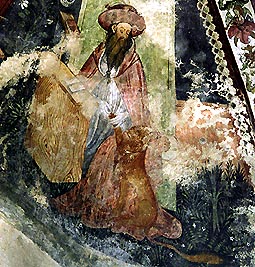 affreschi della chiesa di S.Croce: S.Gerolamo toglie la spina al leone