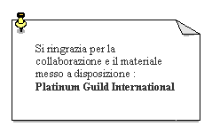 Casella di testo: Si ringrazia per la collaborazione e il materiale  messo a disposizione :  Platinum Guild International