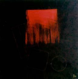 Rettangolo, quadrato, cerchio - tecnica mista su tela, 1998, cm 80x80