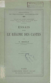 Celestin Bouglé Essais sur le régime des castes 1927