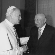 Luigi Gedda insieme a Papa Giovanni Paolo II.