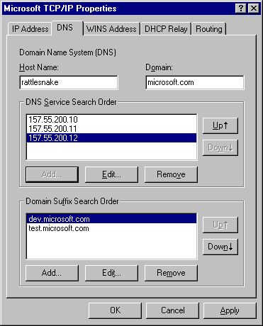 DNS on Windows NT 