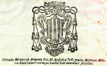 Stemma di Ercole Michele Aierbi D'Aragona, Vescovo di Mileto, Fondatore dell'Accademia Milesia.