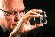 Jack Kilby with Integrated Circuit