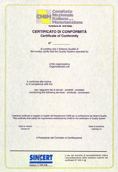 Certificato di Conformit