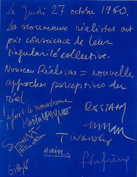 Manifesto Costituzione del Nouveau Ralisme