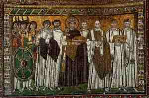 L'imperatore Giustiniano in un mosaico di Ravenna