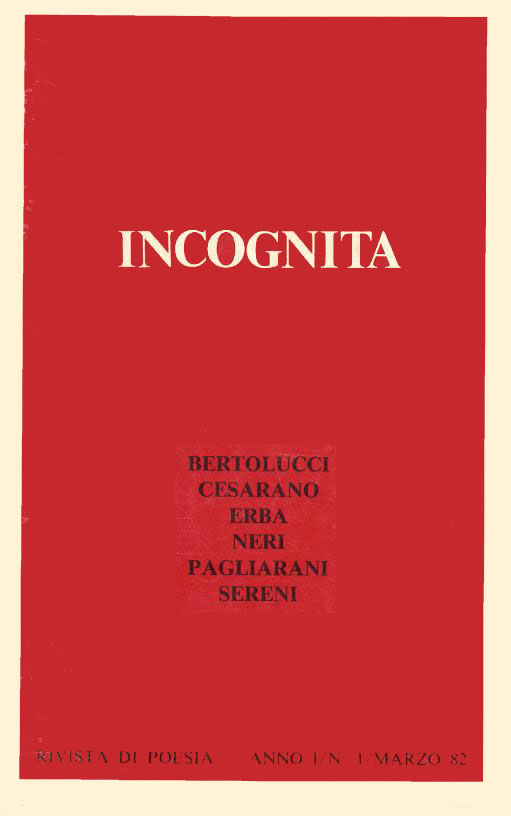 Incognita, rivista di poesia, fondata da Rina Li Vigni Galli e da Giancarlo Majorino