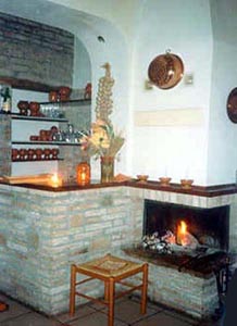 A view of the fireplace