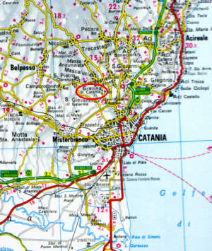Cartina stradale per giungere a Gravina di Catania (CT)
