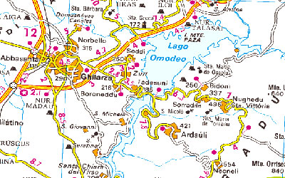 Cartina di Boroneddu e dei Comuni limitrofi...