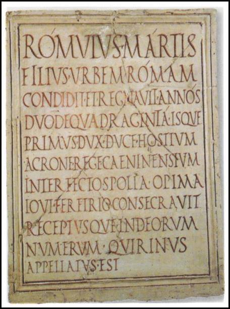 Lapide rinvenuta a Roma recante il nome di Romolo