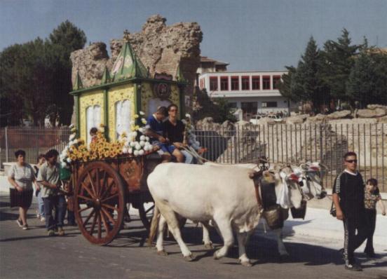 Carro tradizionale davanti all'anfiteatro romano di Larino