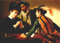 CARAVAGGIO, I bari, olio su tela, 1594-1595 circa (Fort Worth - Texas, Kimbell Art Museum)