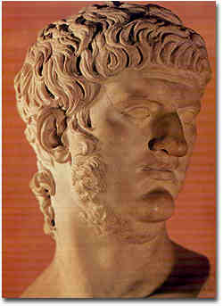 ARTE ROMANA, Testa di una statua di Nerone, marmo, I secolo d.C. (Roma, Musei Capitolini)
