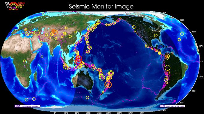 Sto caricando la mappa mondiale degli eventi sismici