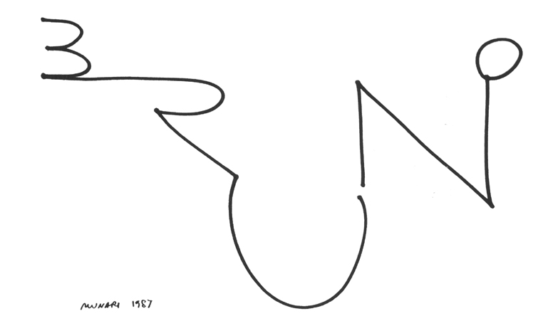 Nome di Bruno Munari costruito graficamente da Munari