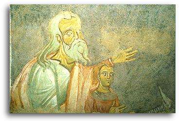 Frammento di affresco raffigurante Abramo e Isacco