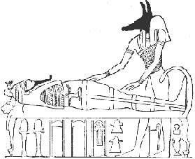 Anubi nell'atto d'imbalsamare Osiride