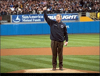 President Bush at Yankee Stadium durign the last World Series