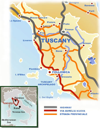 Tuscany map.