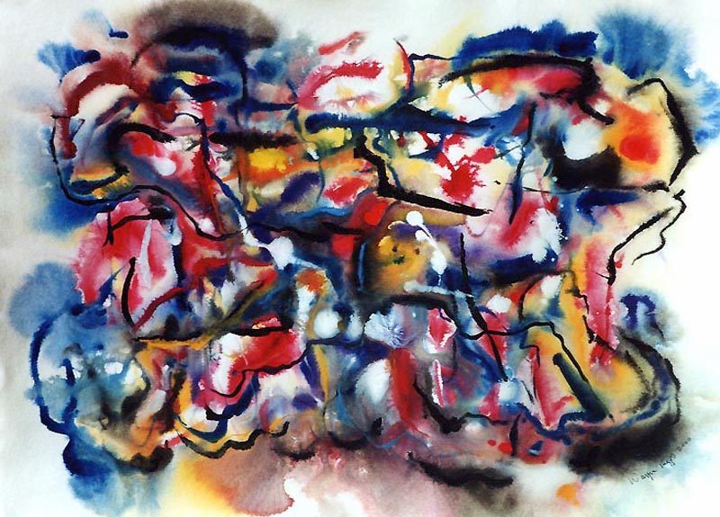 Wayne Riggs © 2000, watercolor,gouache, 
50 cm. x 70 cm.(19 5/8 x 27 1/2 in.) collection of the artist.