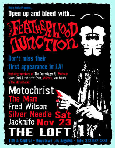 flyer of the Featherwood Junction LA gig November 23, 2002